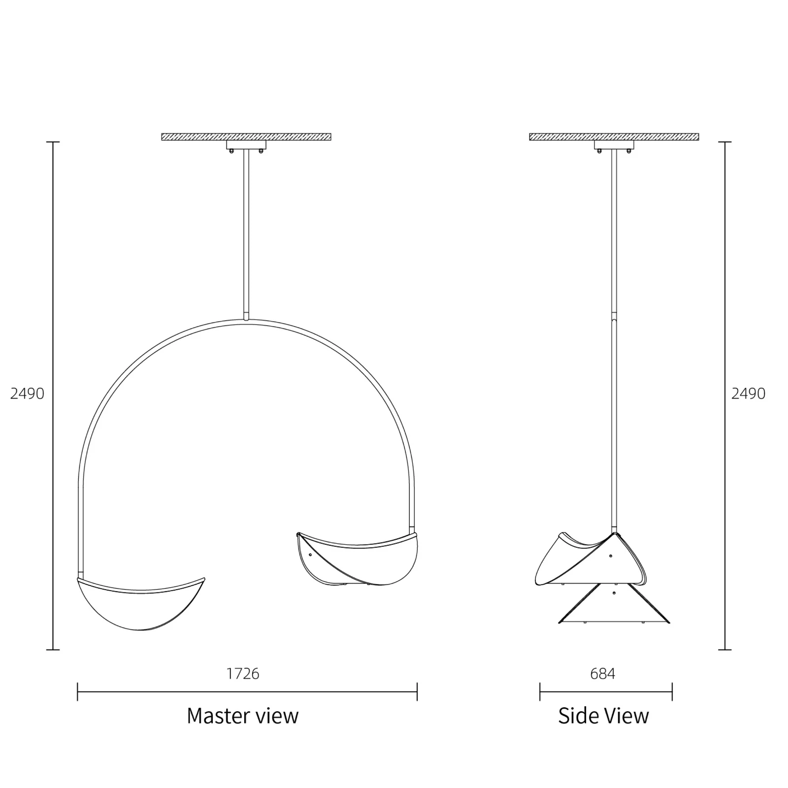 Custom Architectural Curved Metal & Fabric-Effect Chandelier for Public Spaces project view