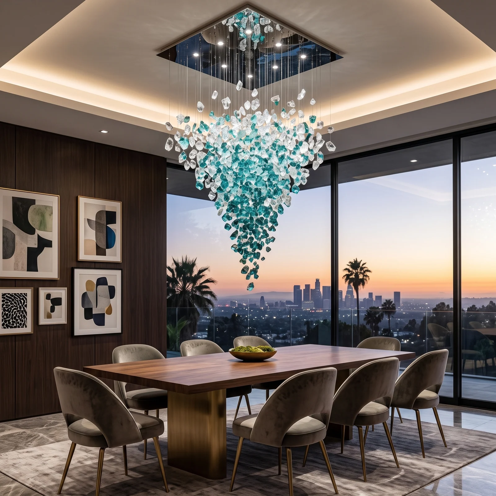 Cambodia Turquoise Lobby Chandelier project view