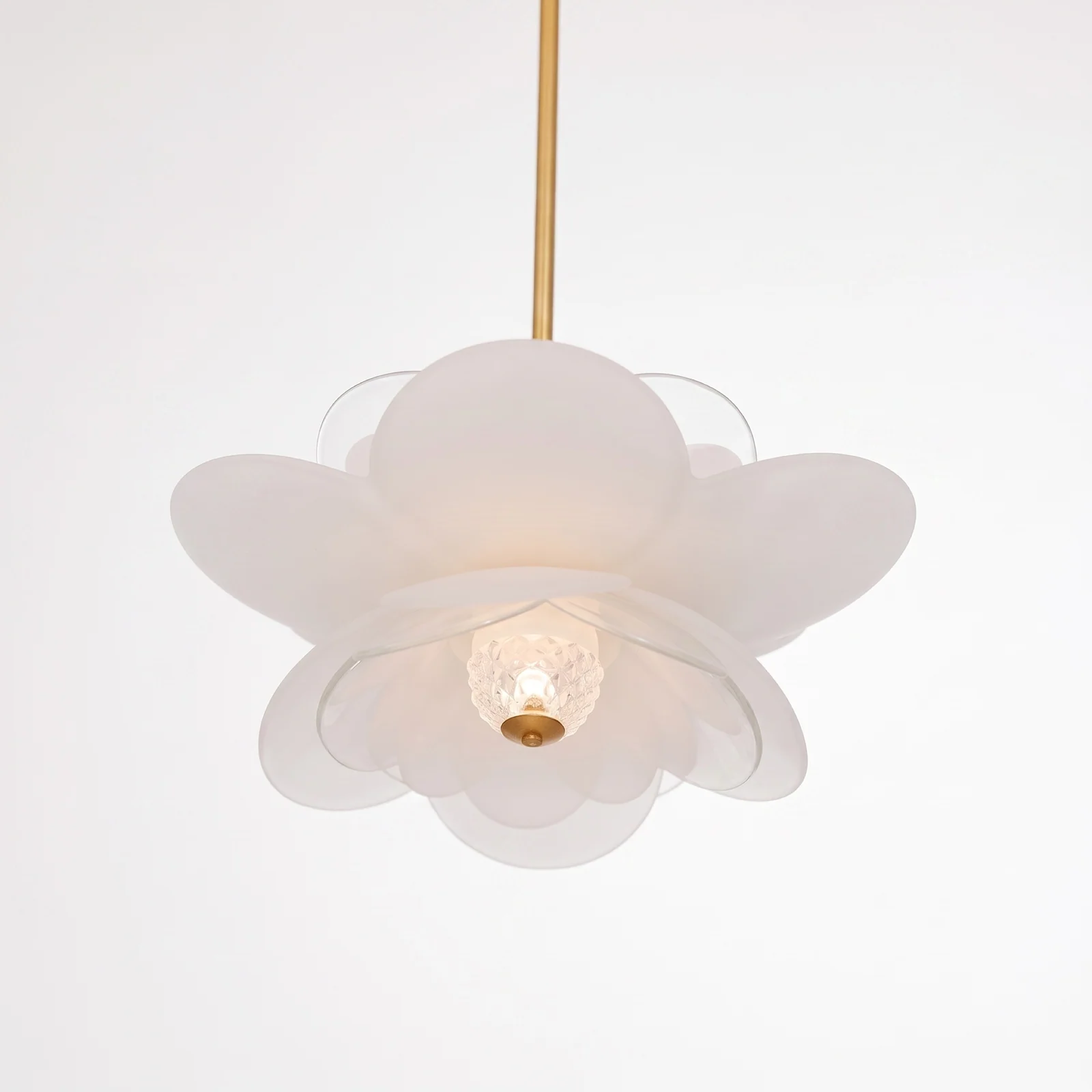 Custom Cascading Petal Chandelier for High Ceiling Living Room Coastal Villa Bespoke Lighting project view