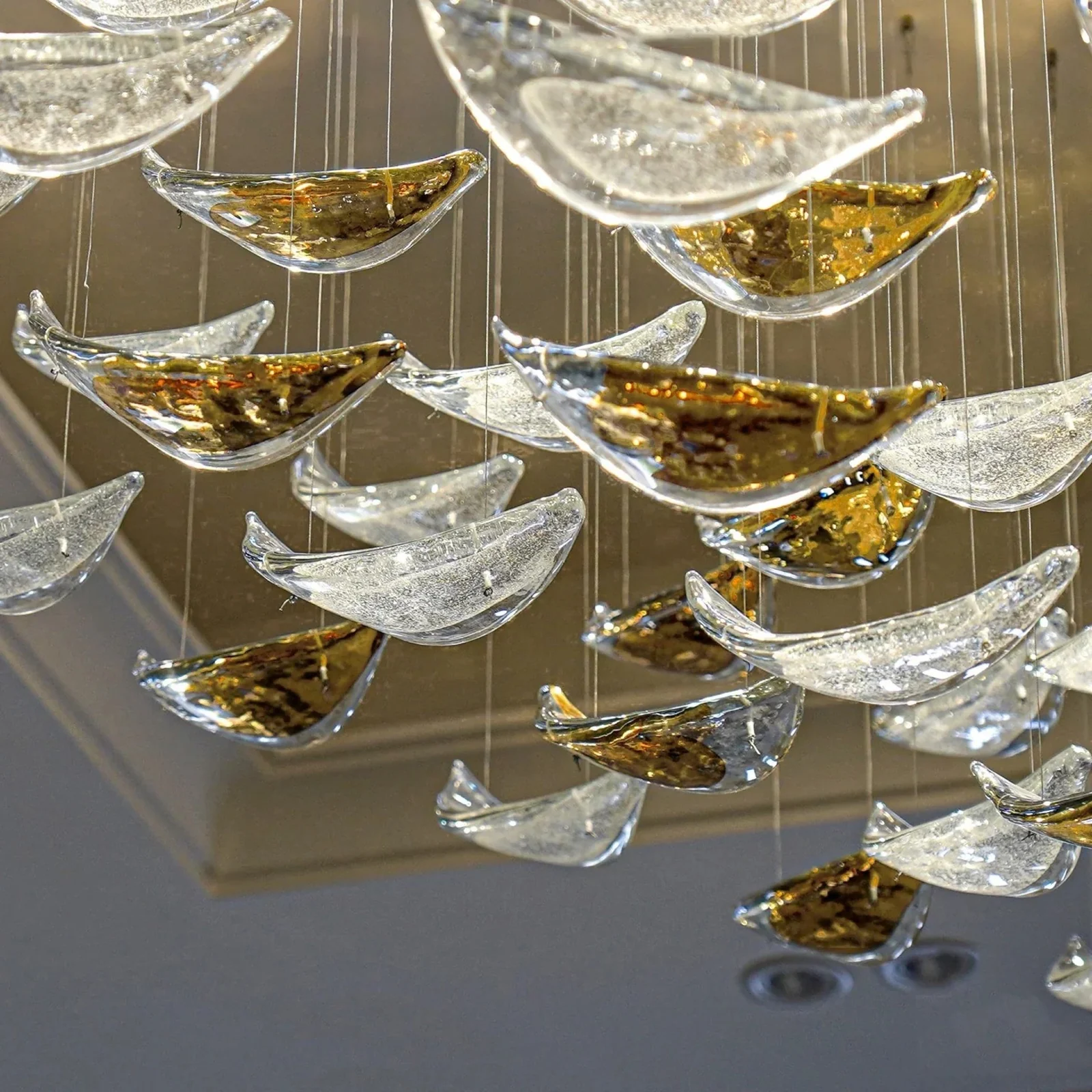 Bespoke Statement Glass Pendant Light for High-Ceiling Foyers project view
