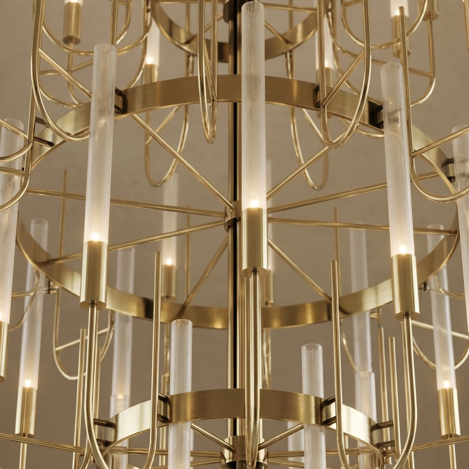 Bespoke Multi-Tier Brass & Glass Candle Chandelier for Luxury Hotel Lobby Projects project view