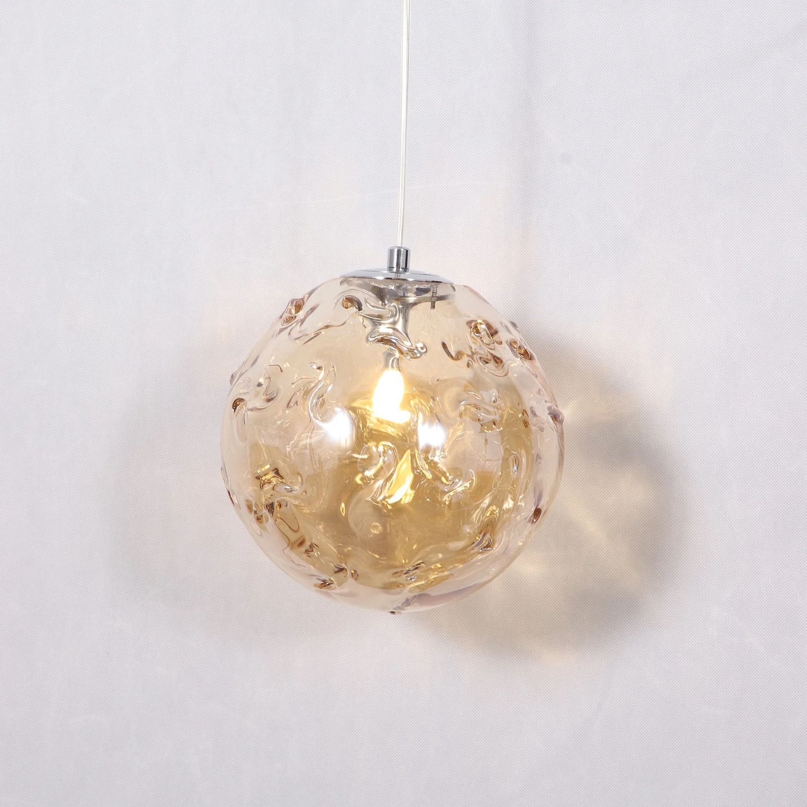 Bespoke Multi-Drop Glass Orb Chandelier for High Ceilings project view