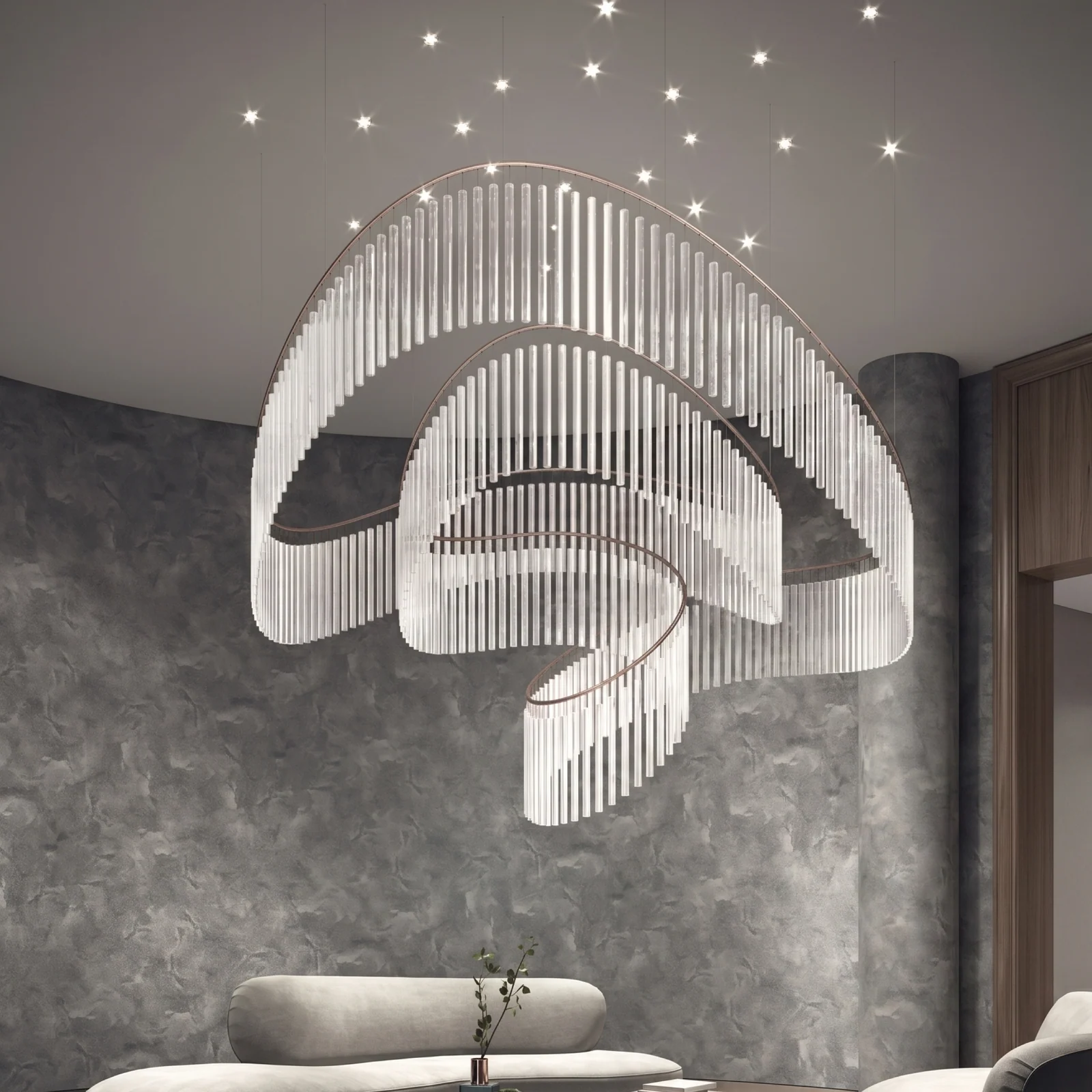 Bespoke Ribbon Crystal Chandelier for Lobby Projects project view