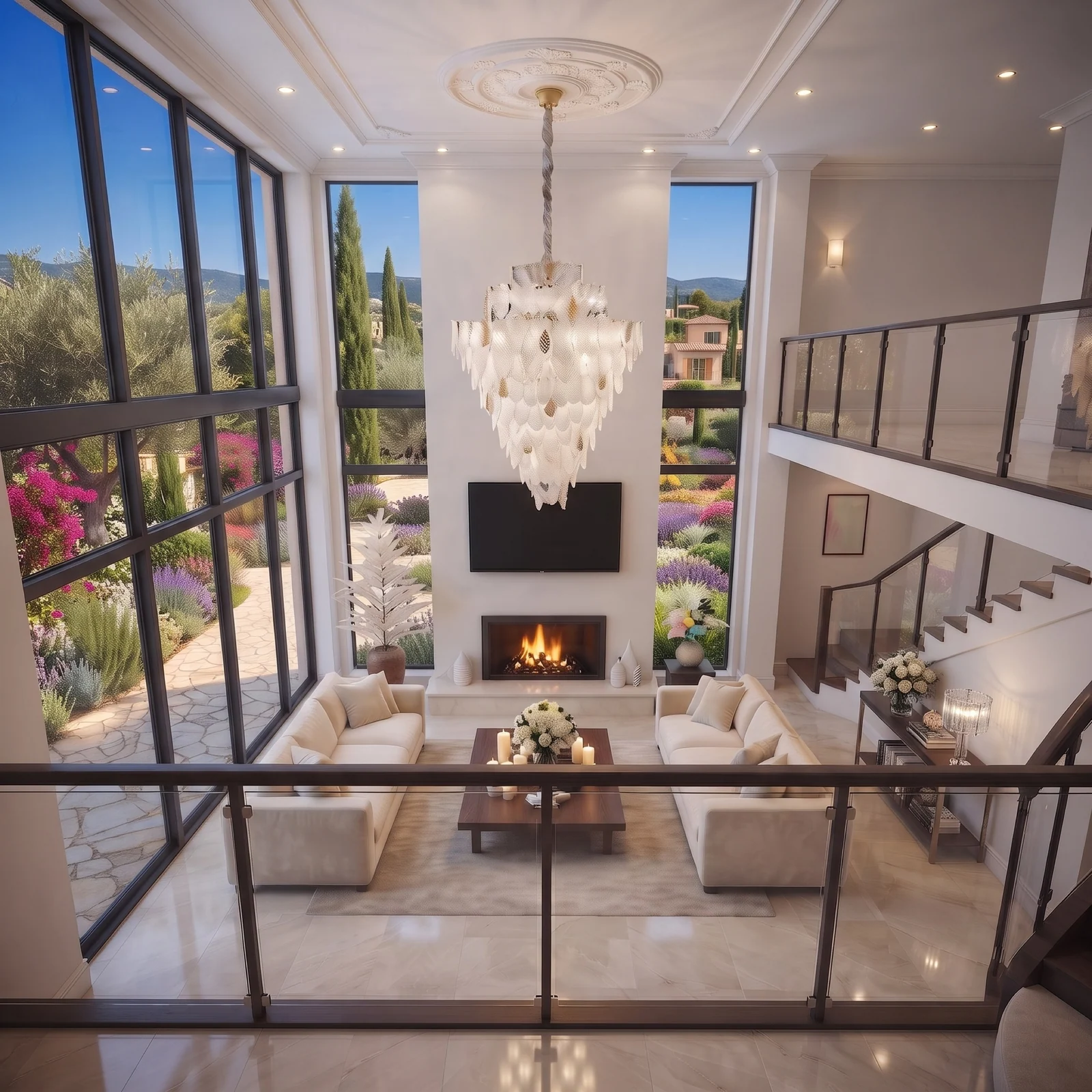 Custom Textured Glass Leaf Chandelier for Luxury Dining Room Paris Bespoke Mansion Lighting project view
