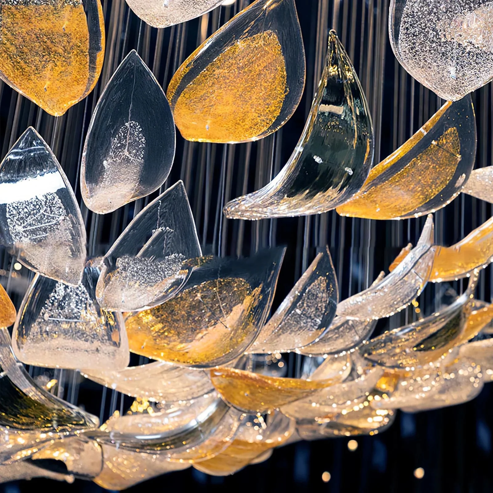 Bespoke Statement Glass Pendant Light for High-Ceiling Foyers project view