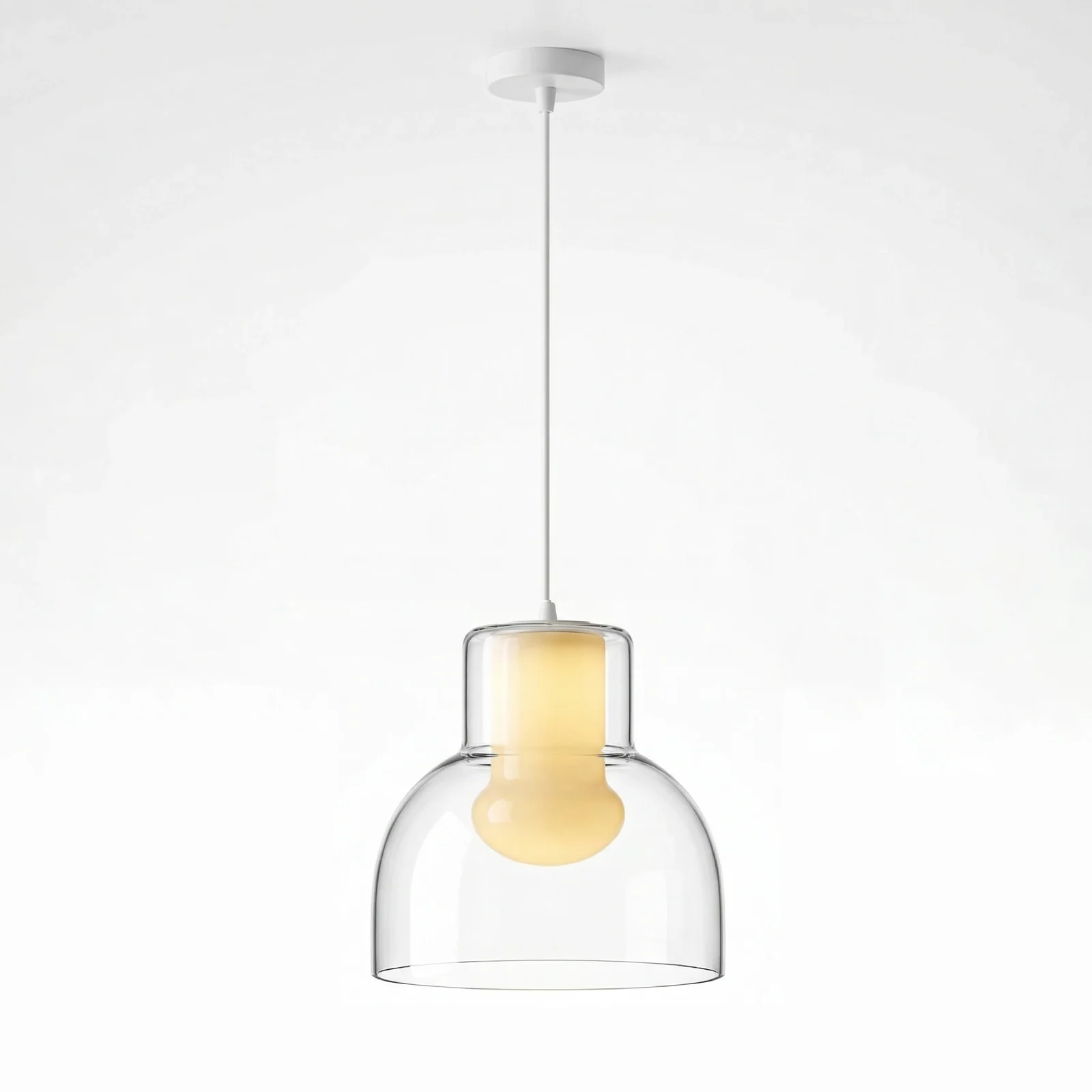 Glass Bell Shade with Center-LED Pendant Light detail