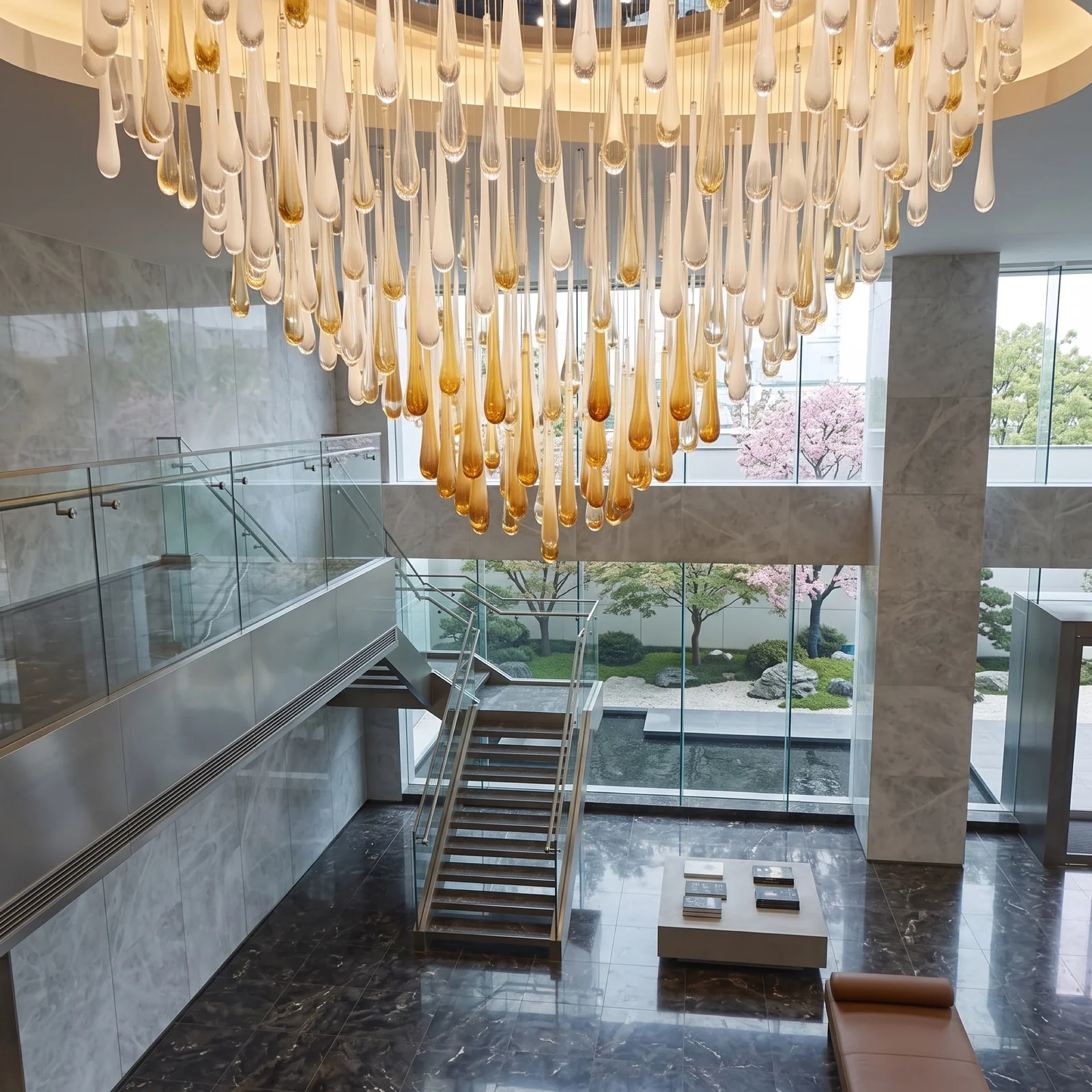 Clear Glass Drop Chandelier for Hotel Lobbies project view