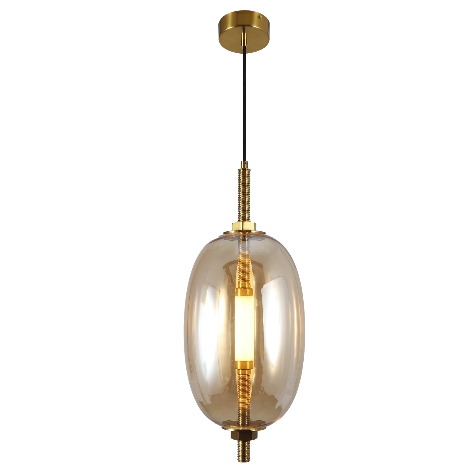 Oval Glass Shade with Center LED Pendant Light detail