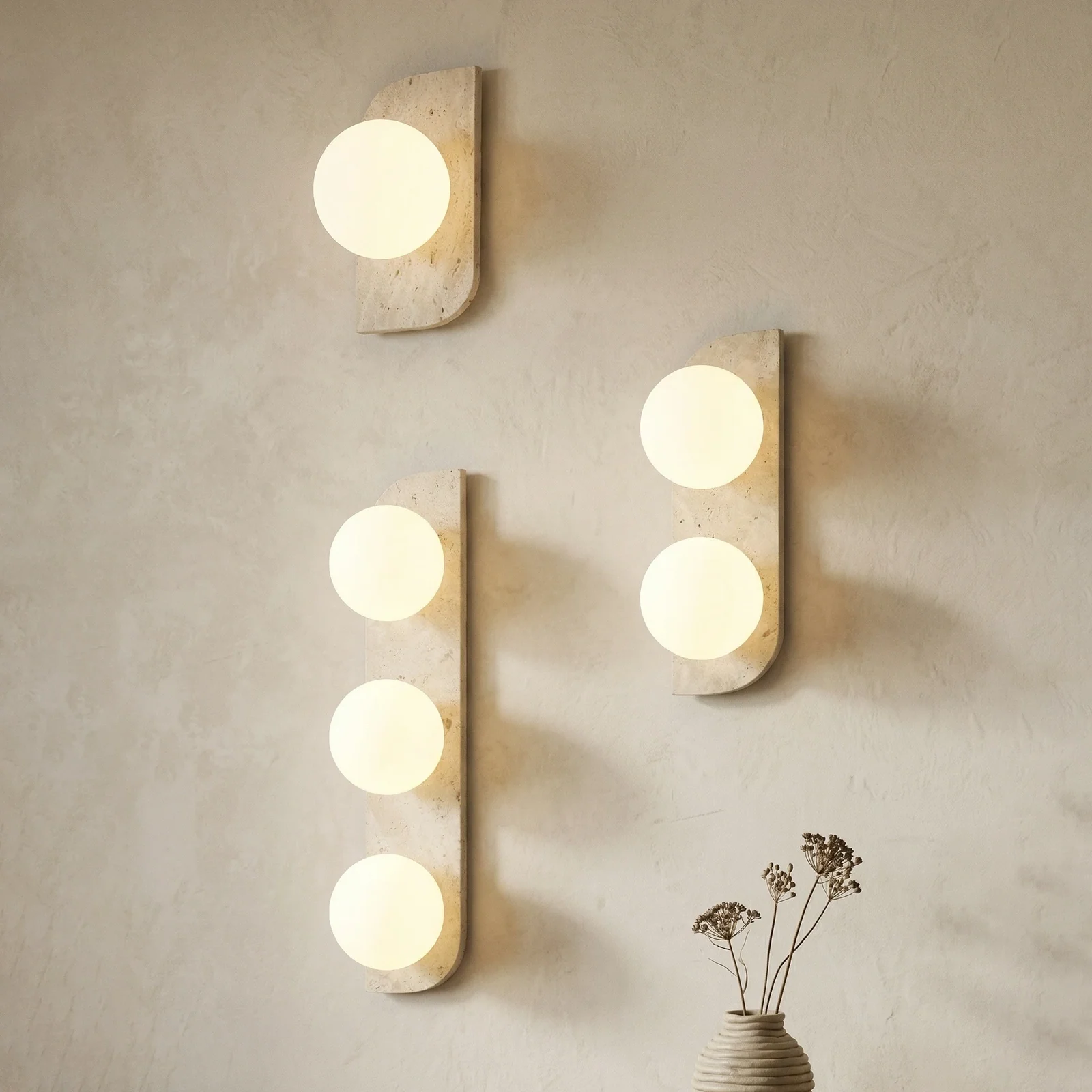 Travertine Globe Wall Lamp detail