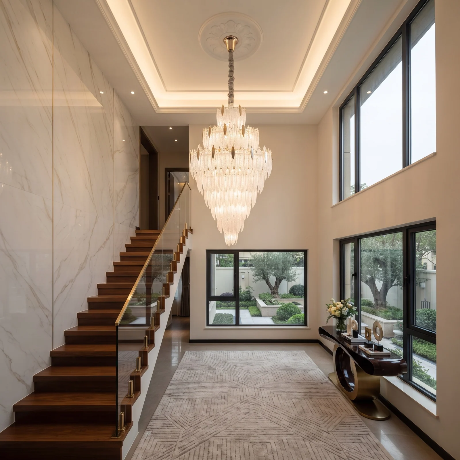 High-End Hospitality Lighting Manufacturer Large-Scale Custom Crystal Chandelier for Hotel Foyers project view