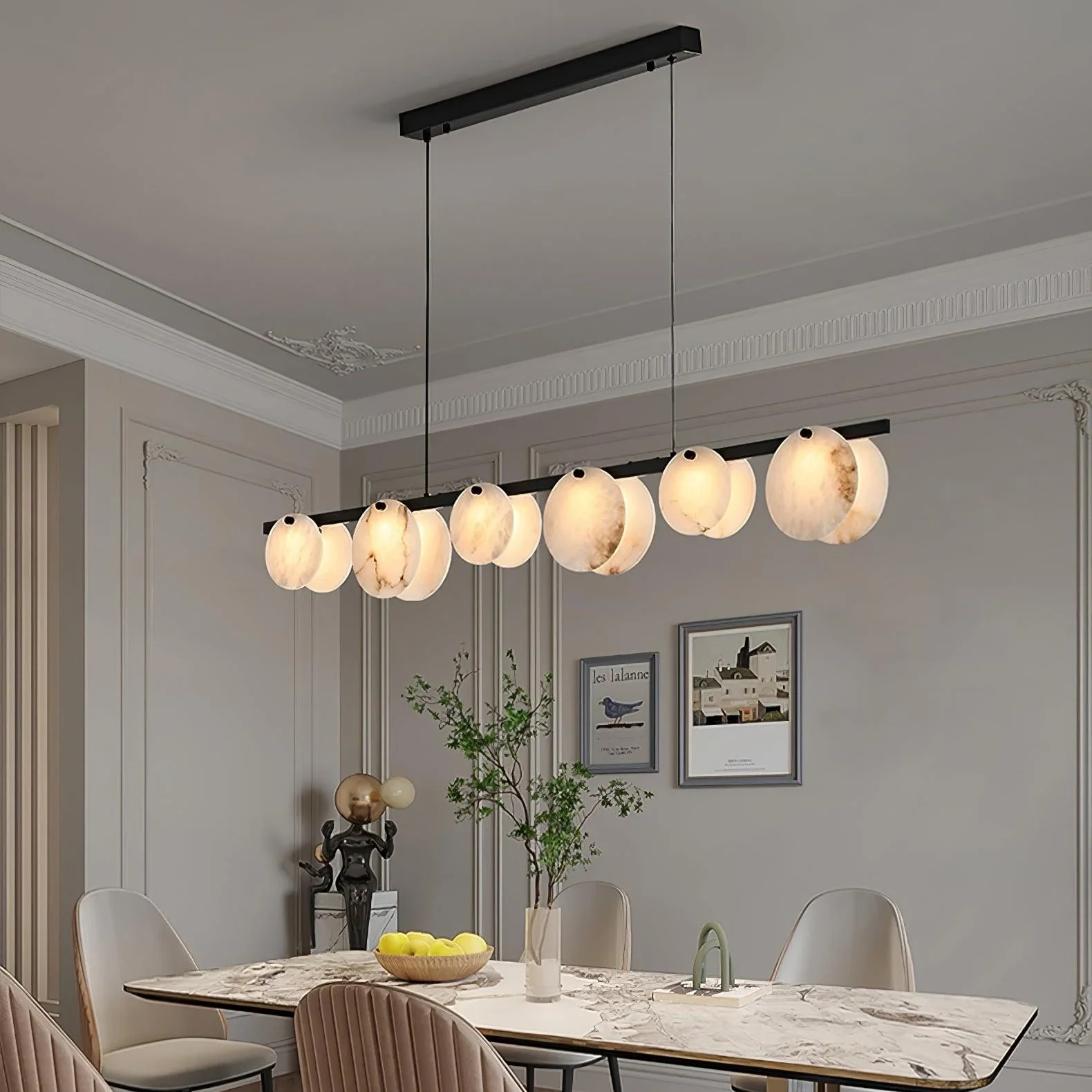 Alabaster Disc Pendant Light detail