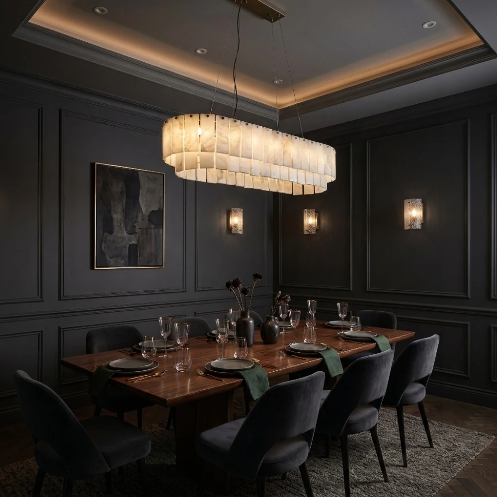 Alabaster Layered Pendant Light detail