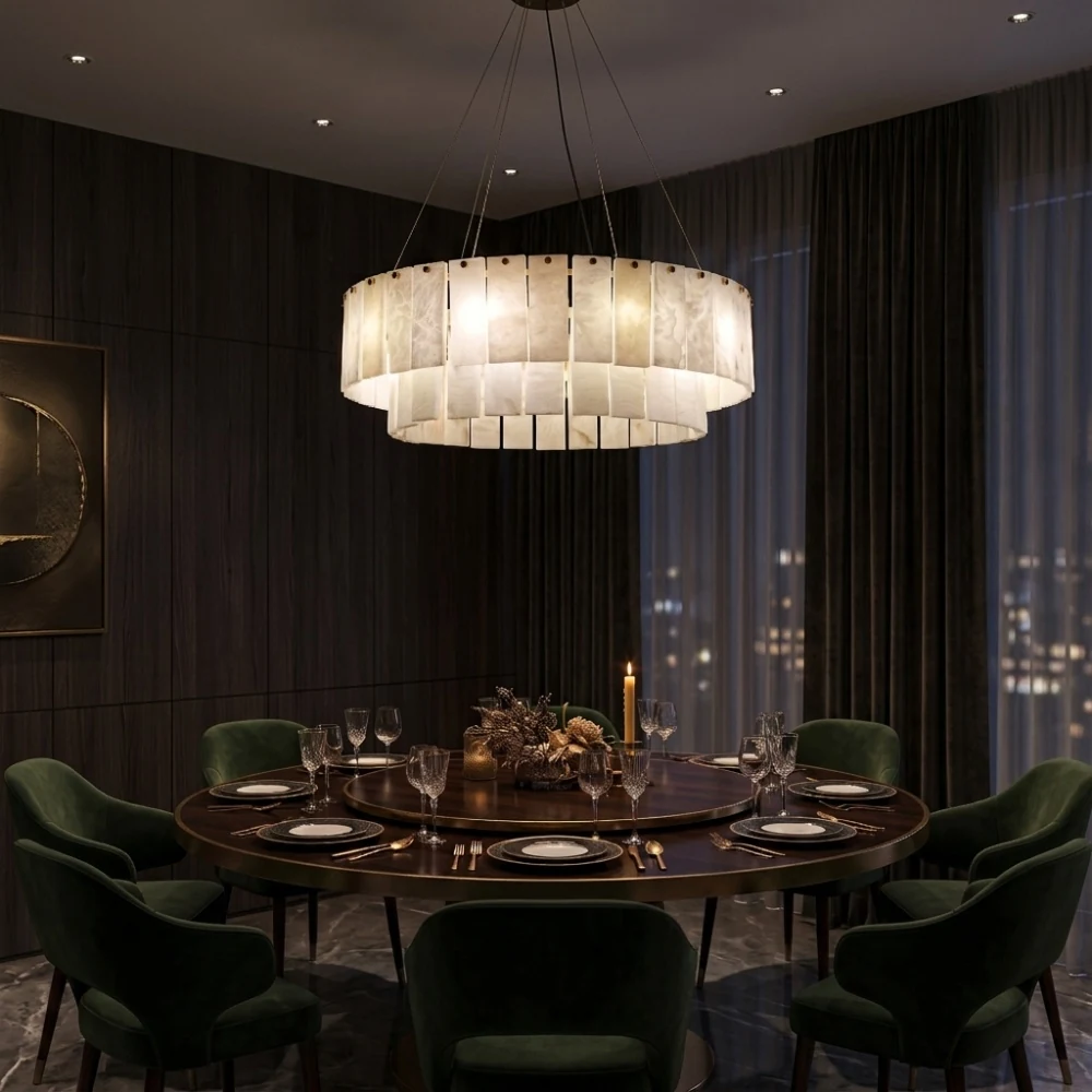 Alabaster Layered Pendant Light detail