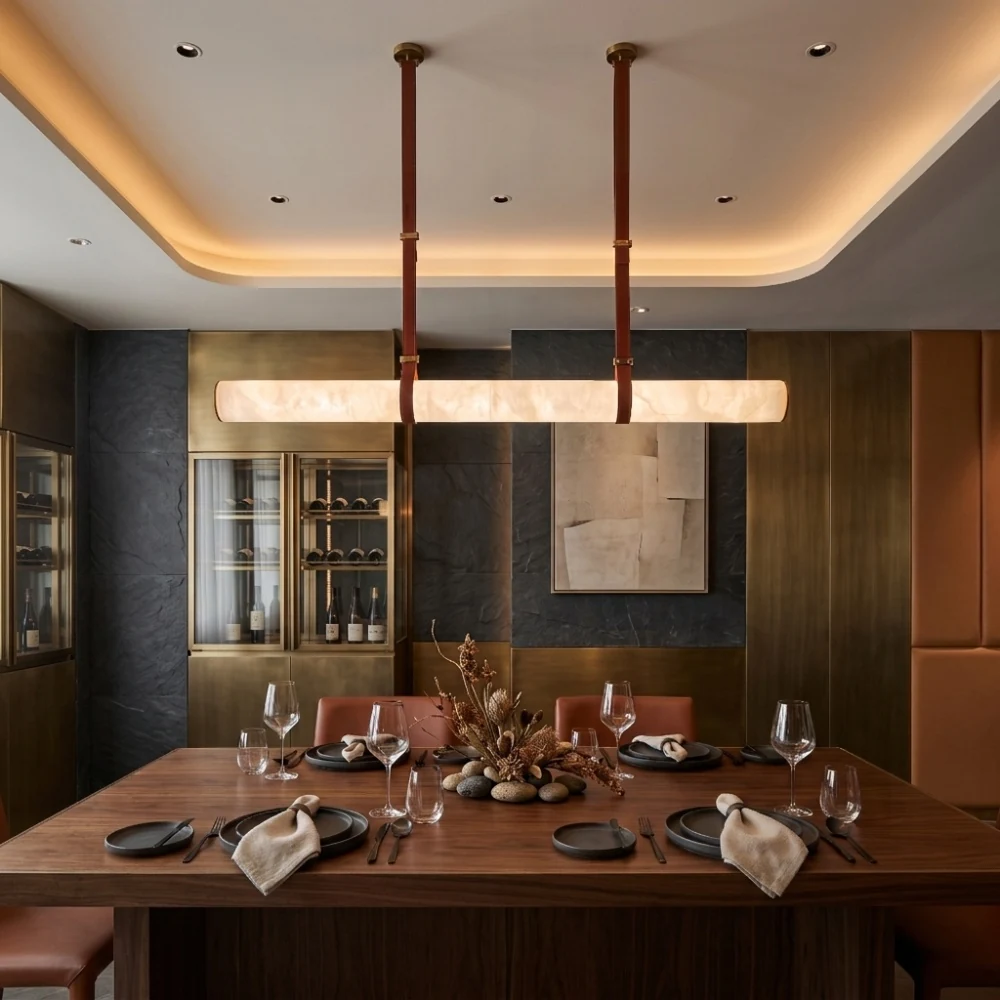 Alabaster Linear Tube Pendant Light detail