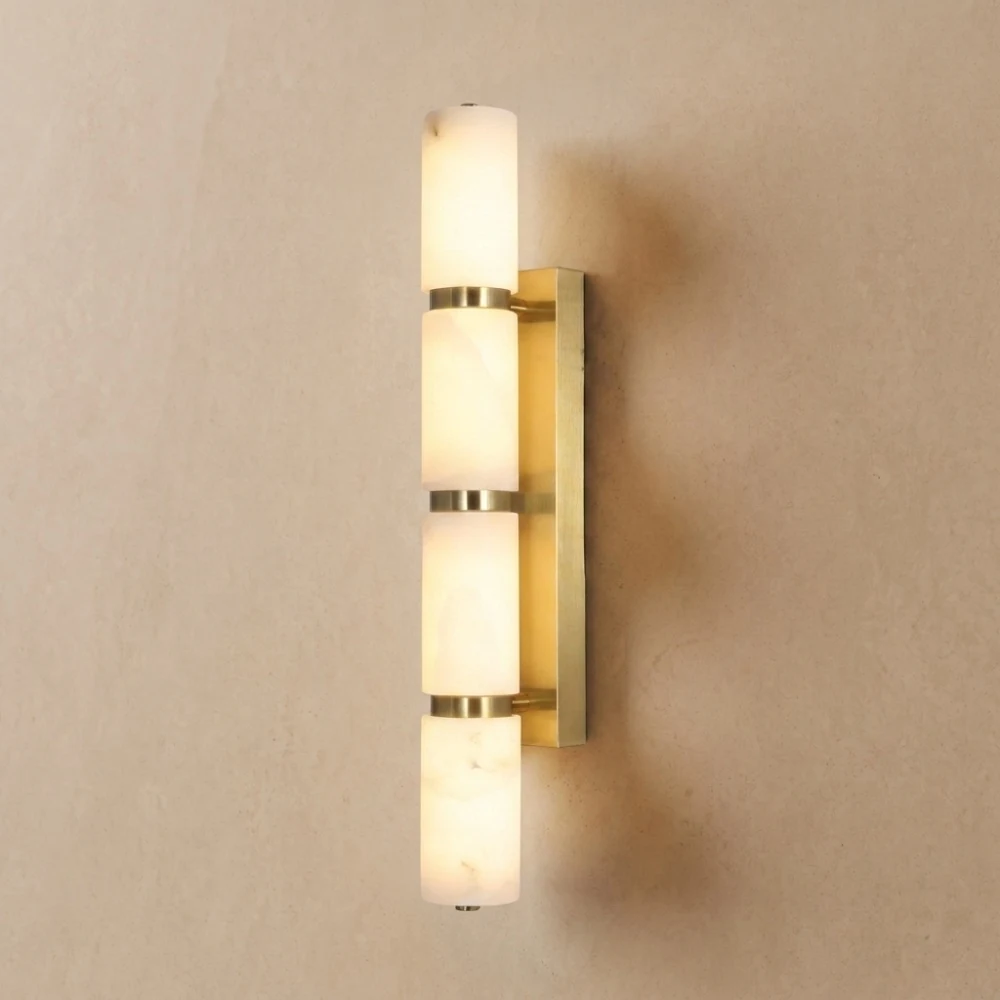 Alabaster Marble Segmented Cylinder Wall Sconce detail