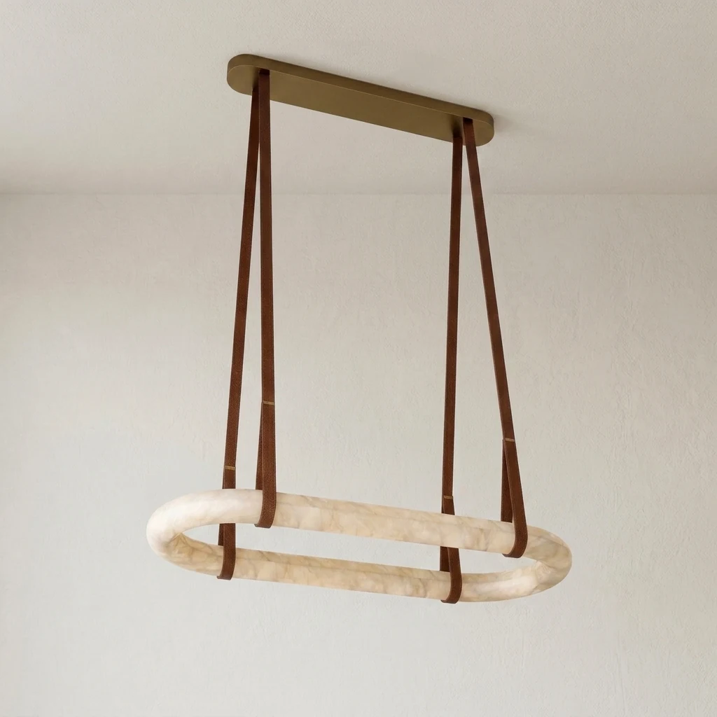 Alabaster Oval Ring Pendant Light