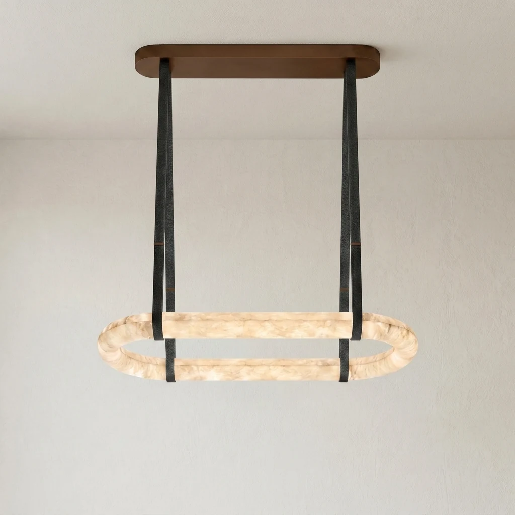 Alabaster Oval Ring Pendant Light detail