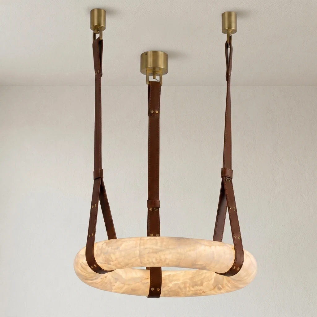 Alabaster Round Ring Pendant Light