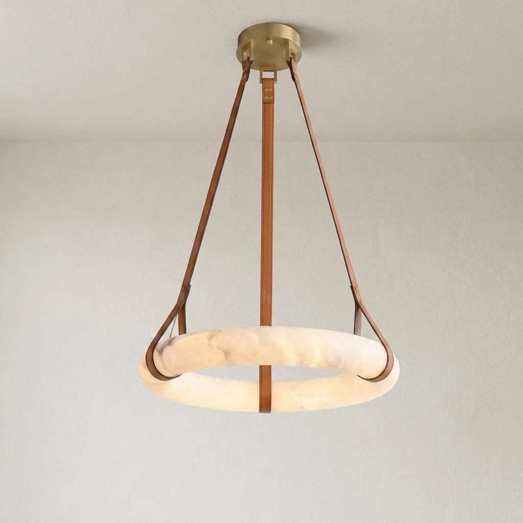 Alabaster Round Ring Pendant Light detail