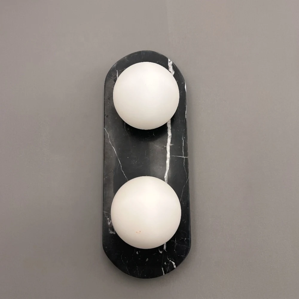 Black Marble Double Globe Wall Sconce detail