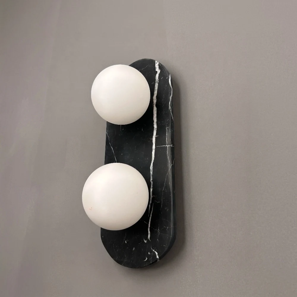 Black Marble Double Globe Wall Sconce detail