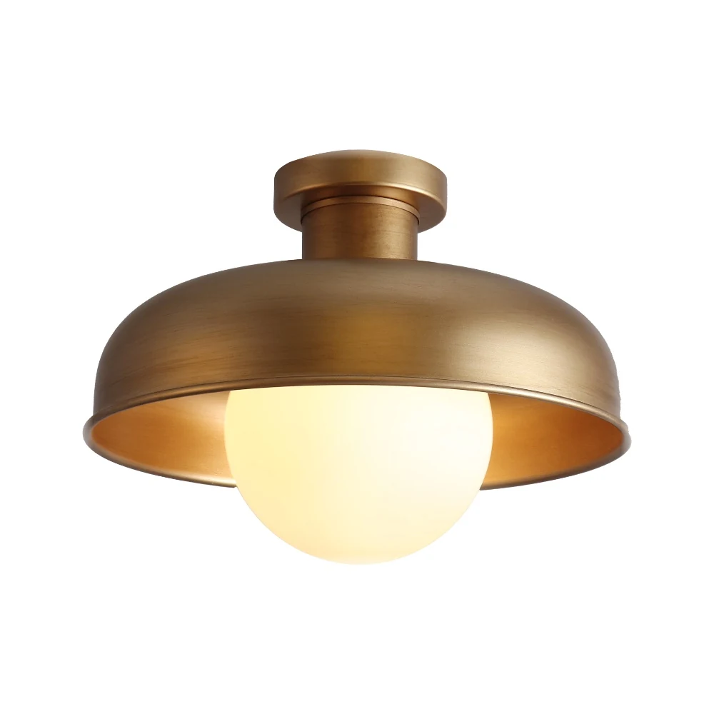 Black Metal Dome Flush Mount Ceiling Light