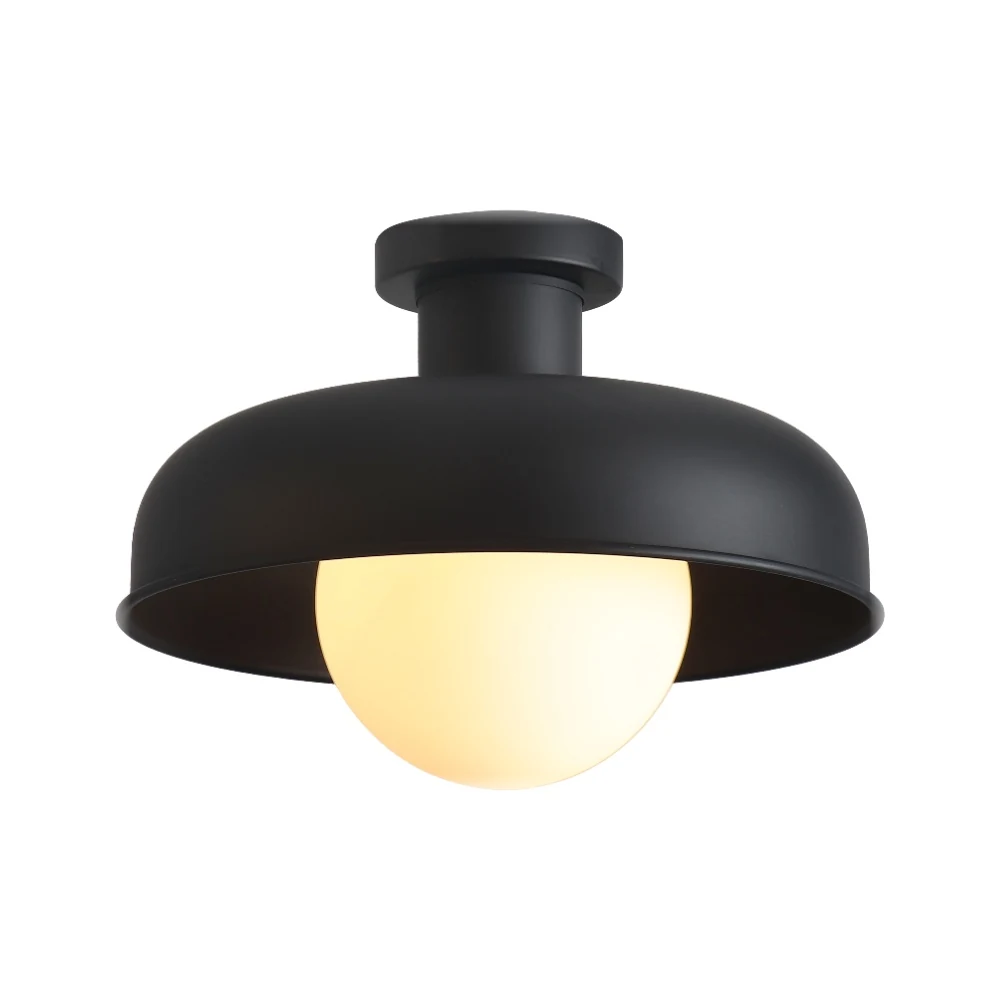 Black Metal Dome Flush Mount Ceiling Light detail