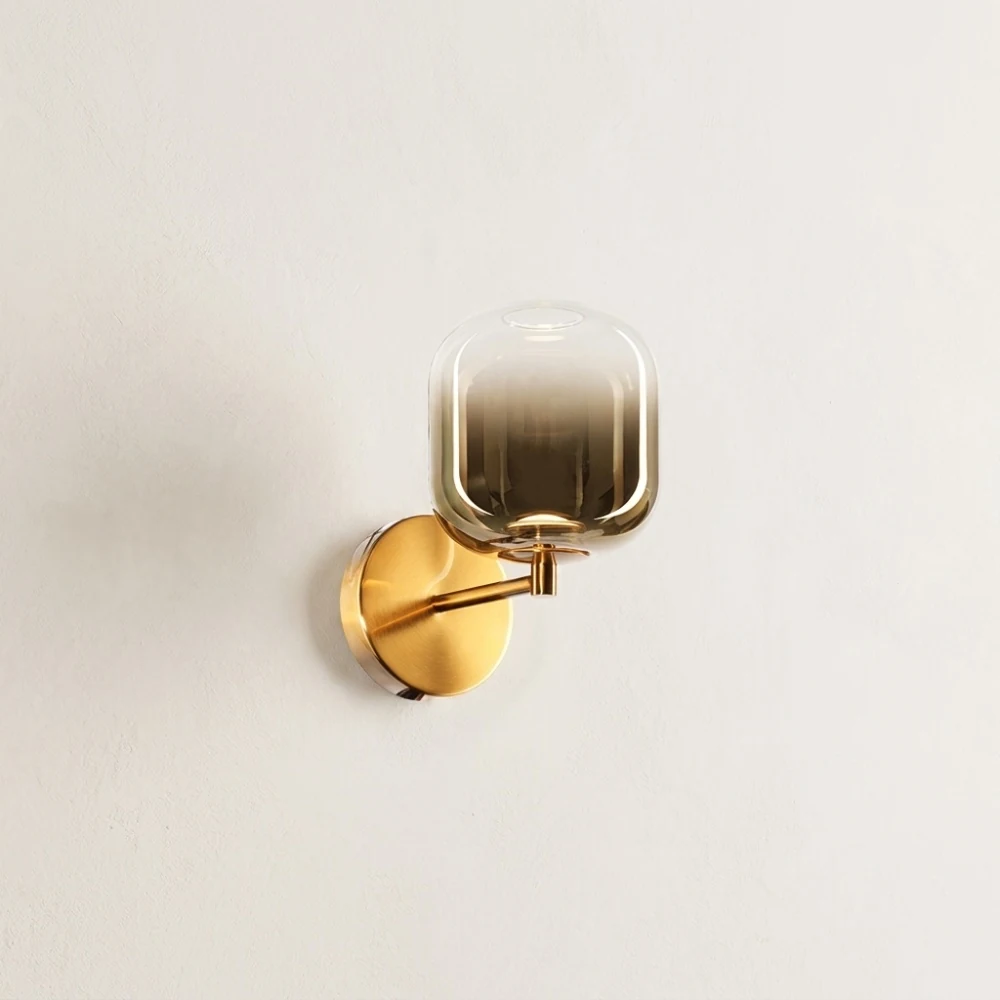 BrassBlack Metal Sconce with Gradient Glass Shade detail