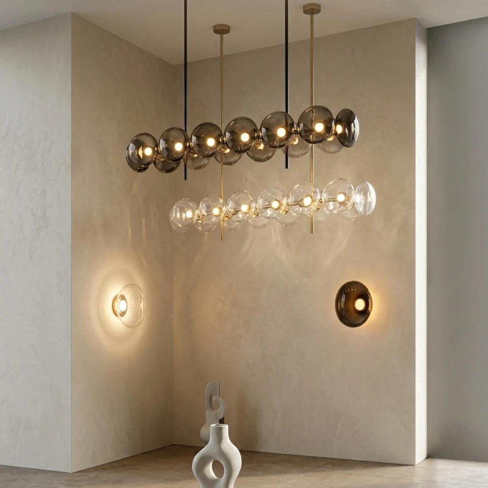 Bubble & Disc Glass Pendant Light Series detail