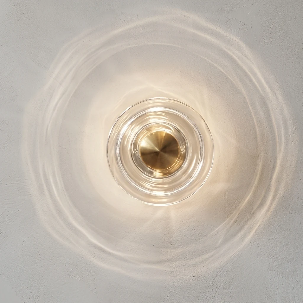 Concentric Ripple Glass & Metal Core Wall Sconce detail