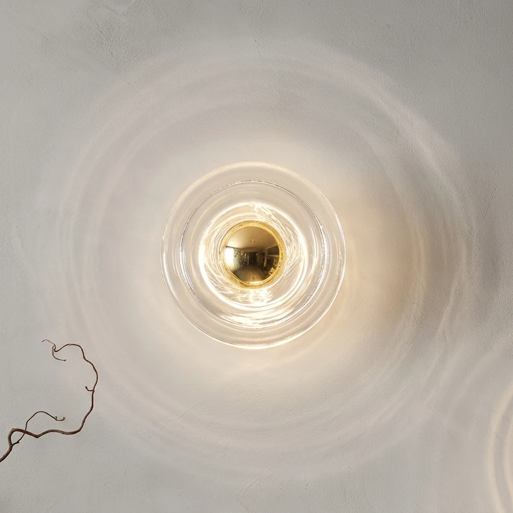 Concentric Ripple Glass & Metal Core Wall Sconce detail