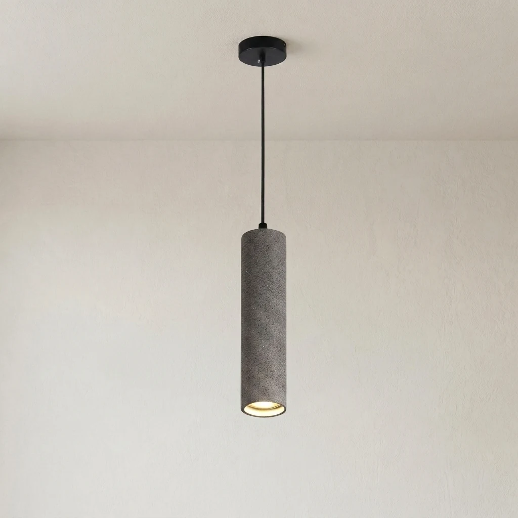 Concrete Texture Linear Cylinder Pendant Light