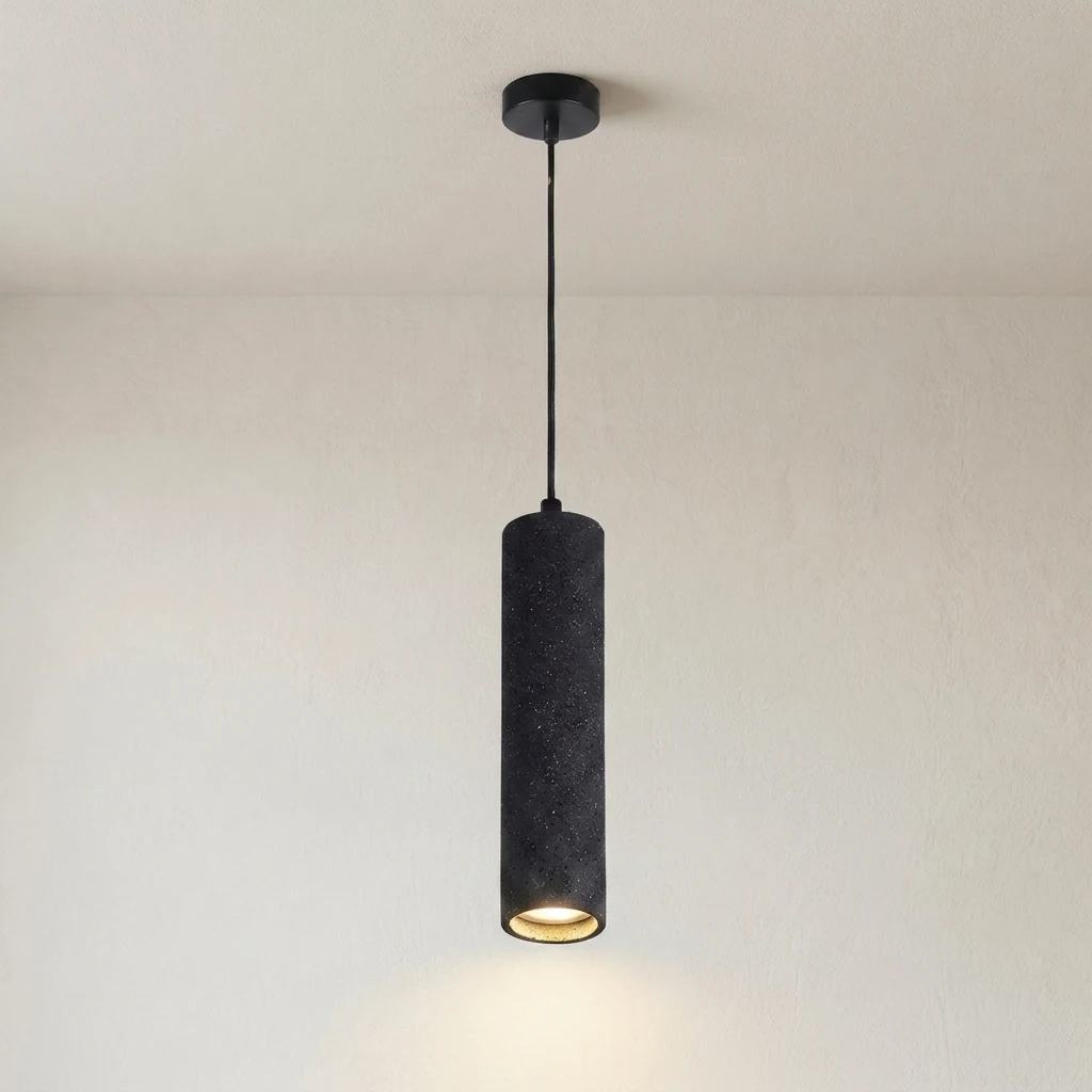 Concrete Texture Linear Cylinder Pendant Light detail
