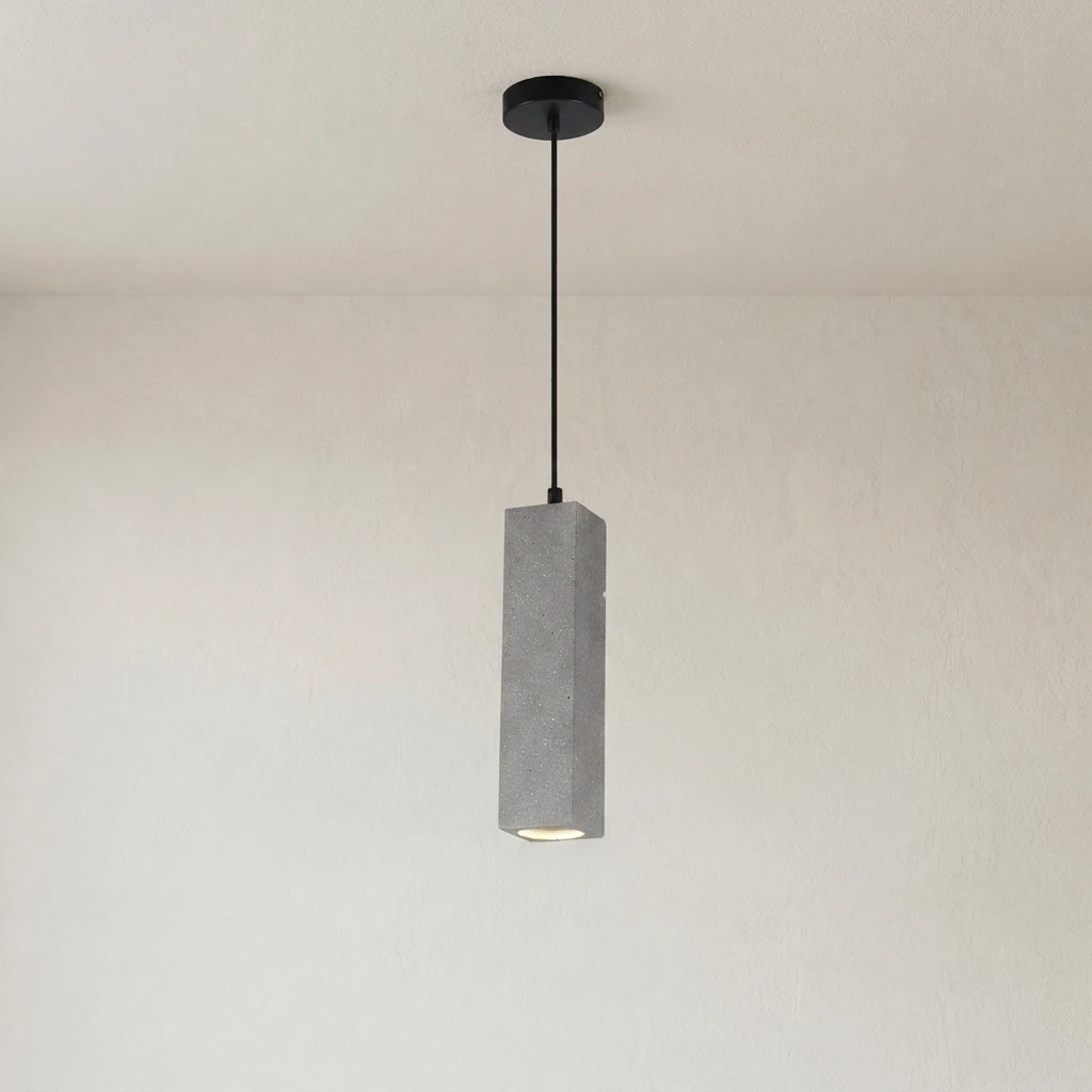 Concrete Texture Linear Cylinder Pendant Light detail