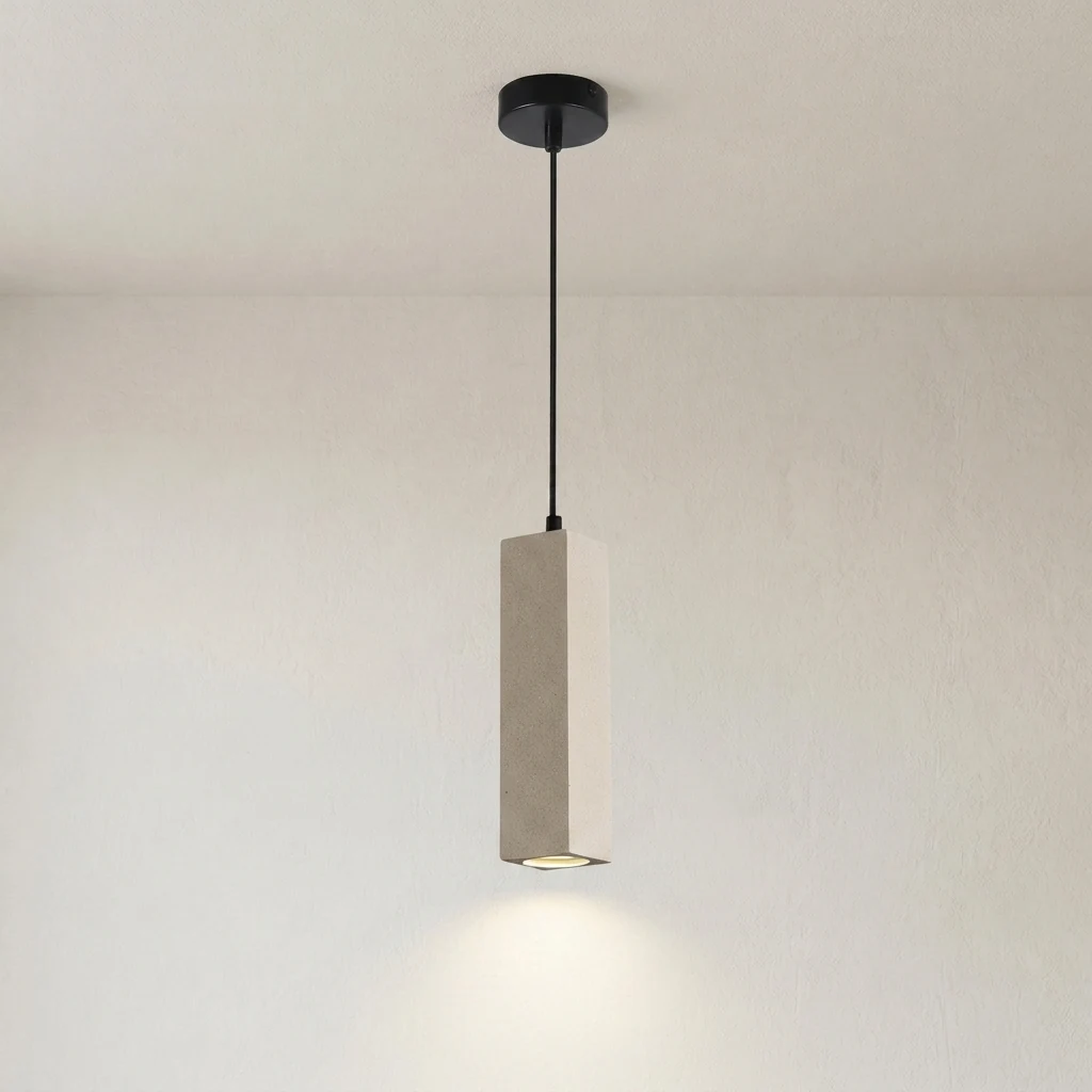 Concrete Texture Linear Cylinder Pendant Light detail