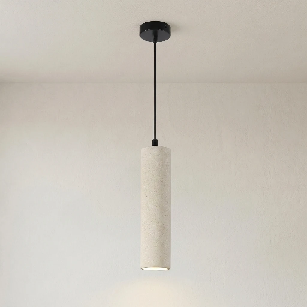 Concrete Texture Linear Cylinder Pendant Light detail