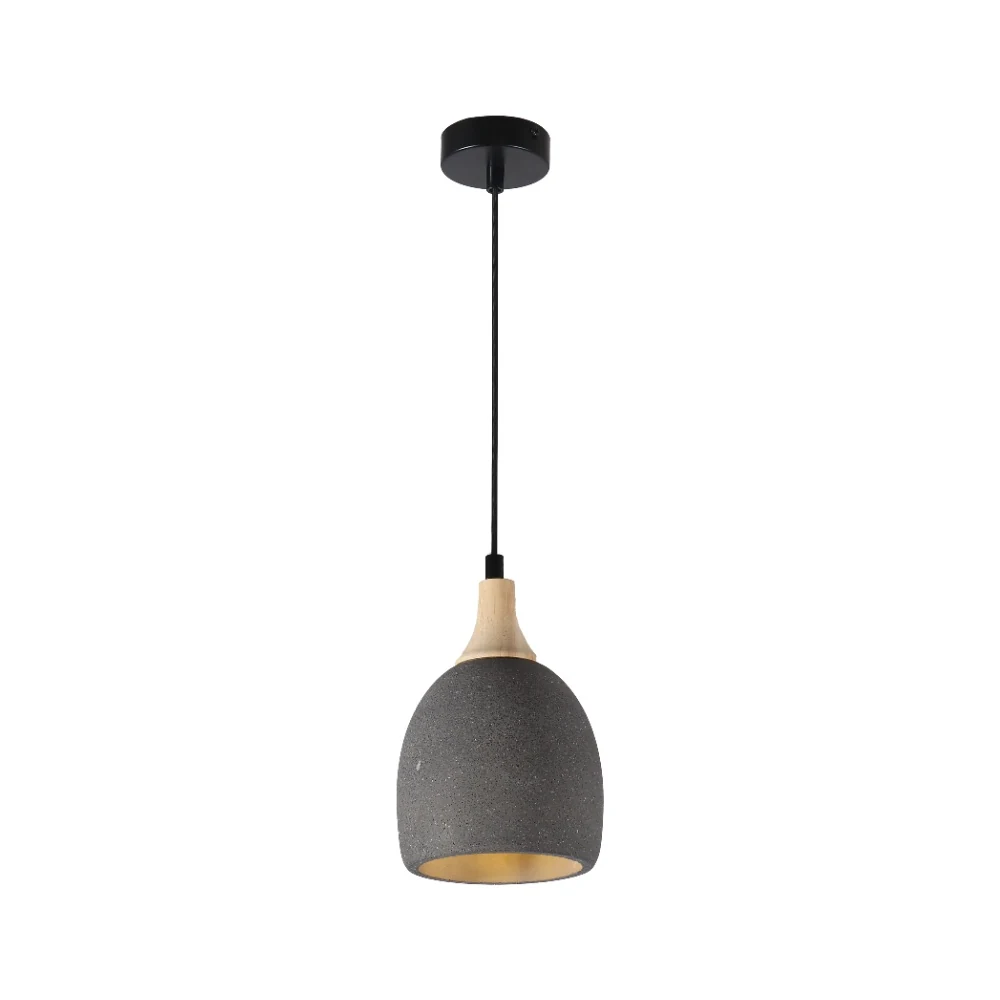 Concrete Texture & Wood Accent Pendant Light detail