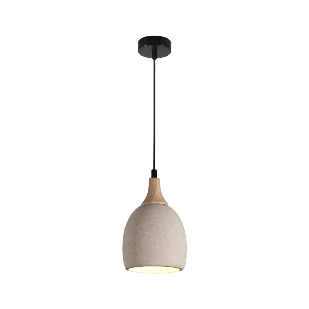 Concrete Texture & Wood Accent Pendant Light detail