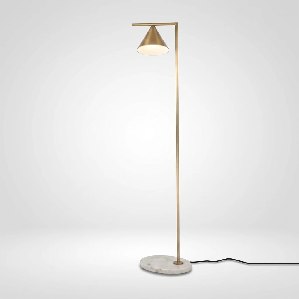 Conical Shade Marble Base Floor Lamp