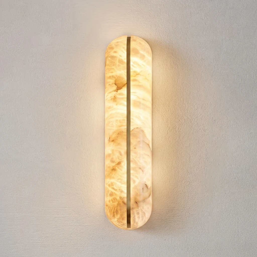 Contemporary Linear Alabaster Halo Wall Light detail