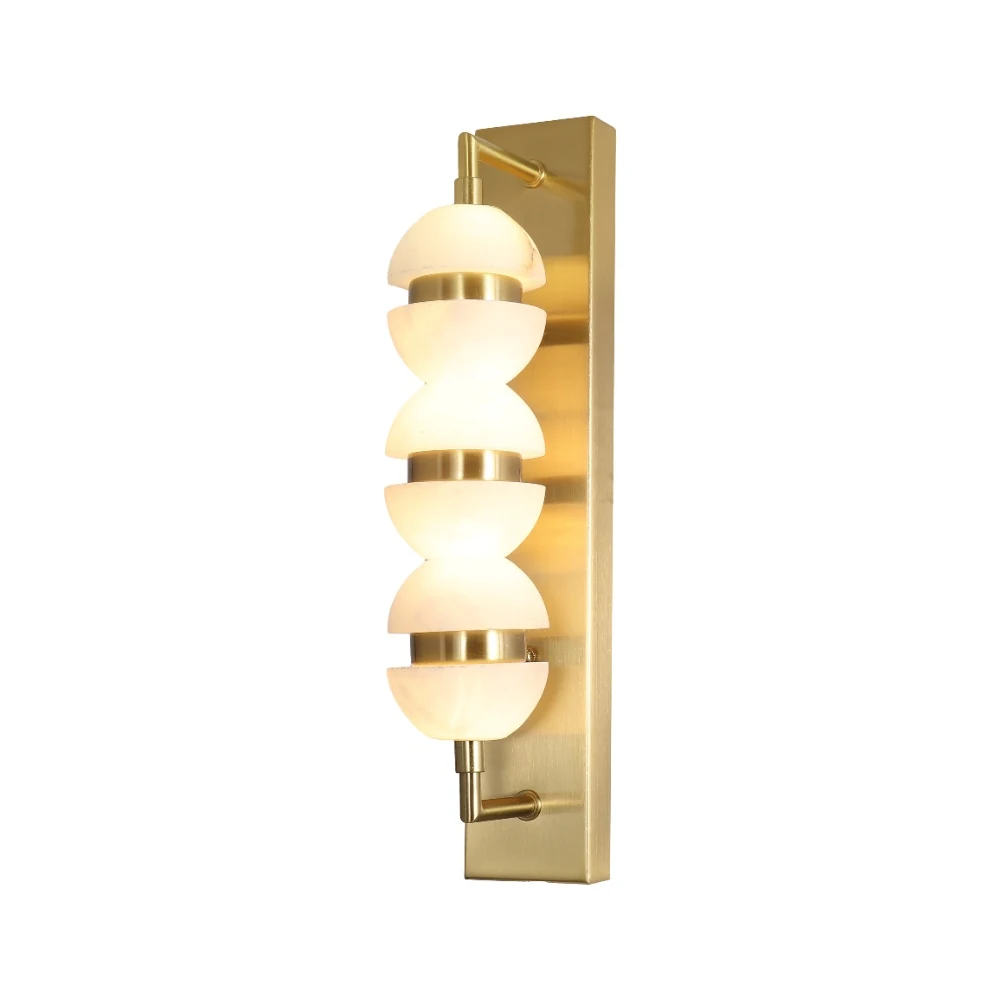 Contemporary Luxury Stacked Stone & Brass Wall Light detail