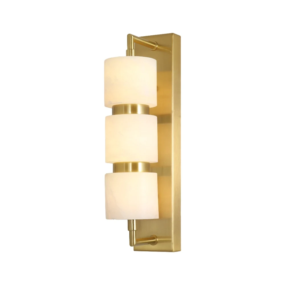 Contemporary Luxury Stacked Stone & Brass Wall Light detail