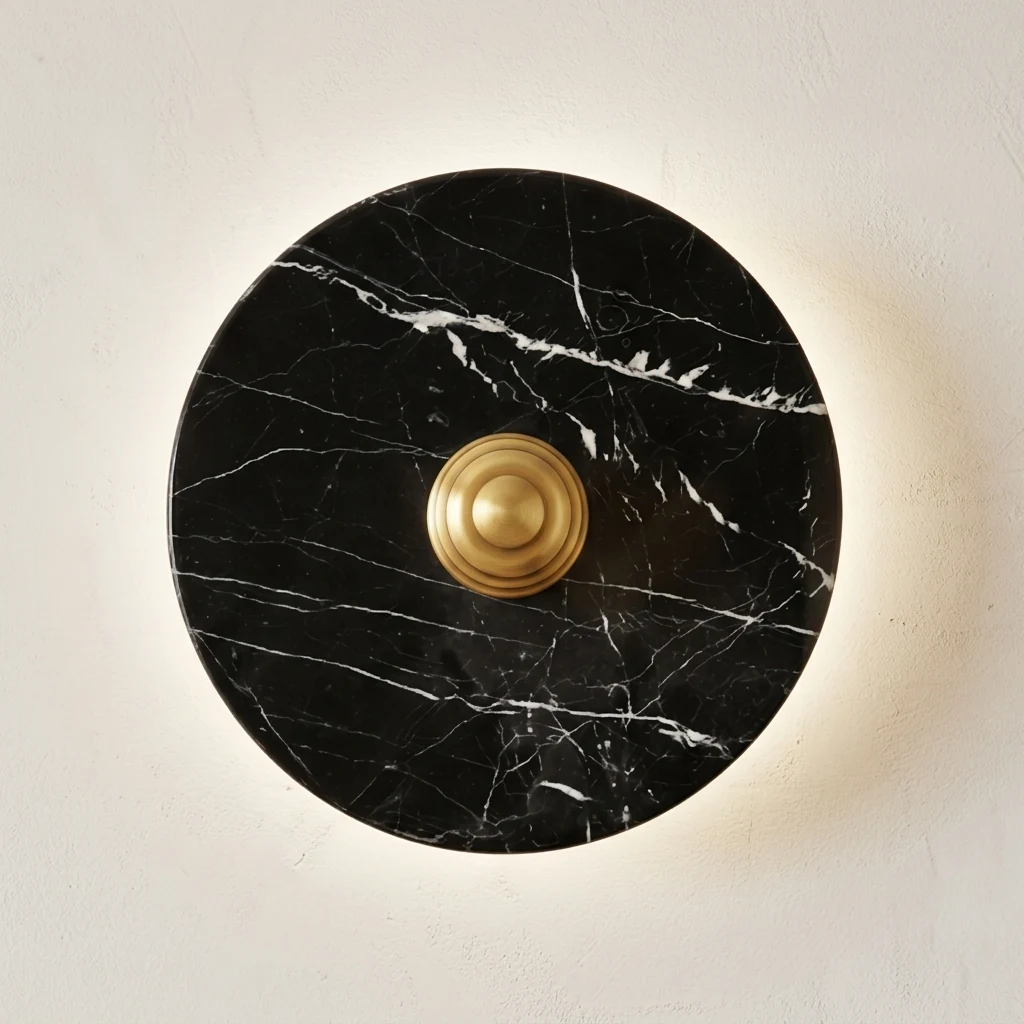 Contemporary Marble & Metal Accent Wall Light