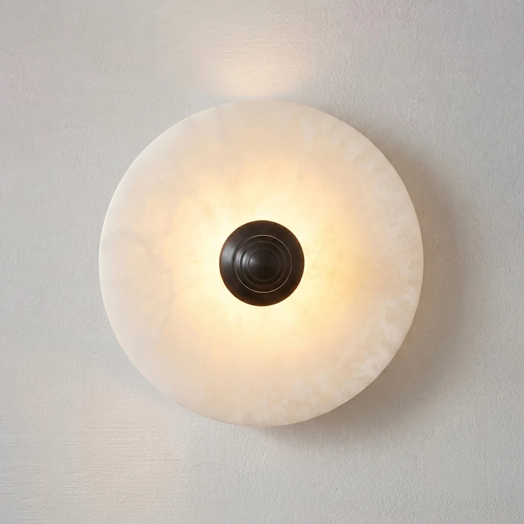 Contemporary Marble & Metal Accent Wall Light detail