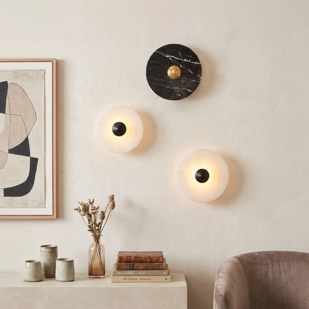 Contemporary Marble & Metal Accent Wall Light detail