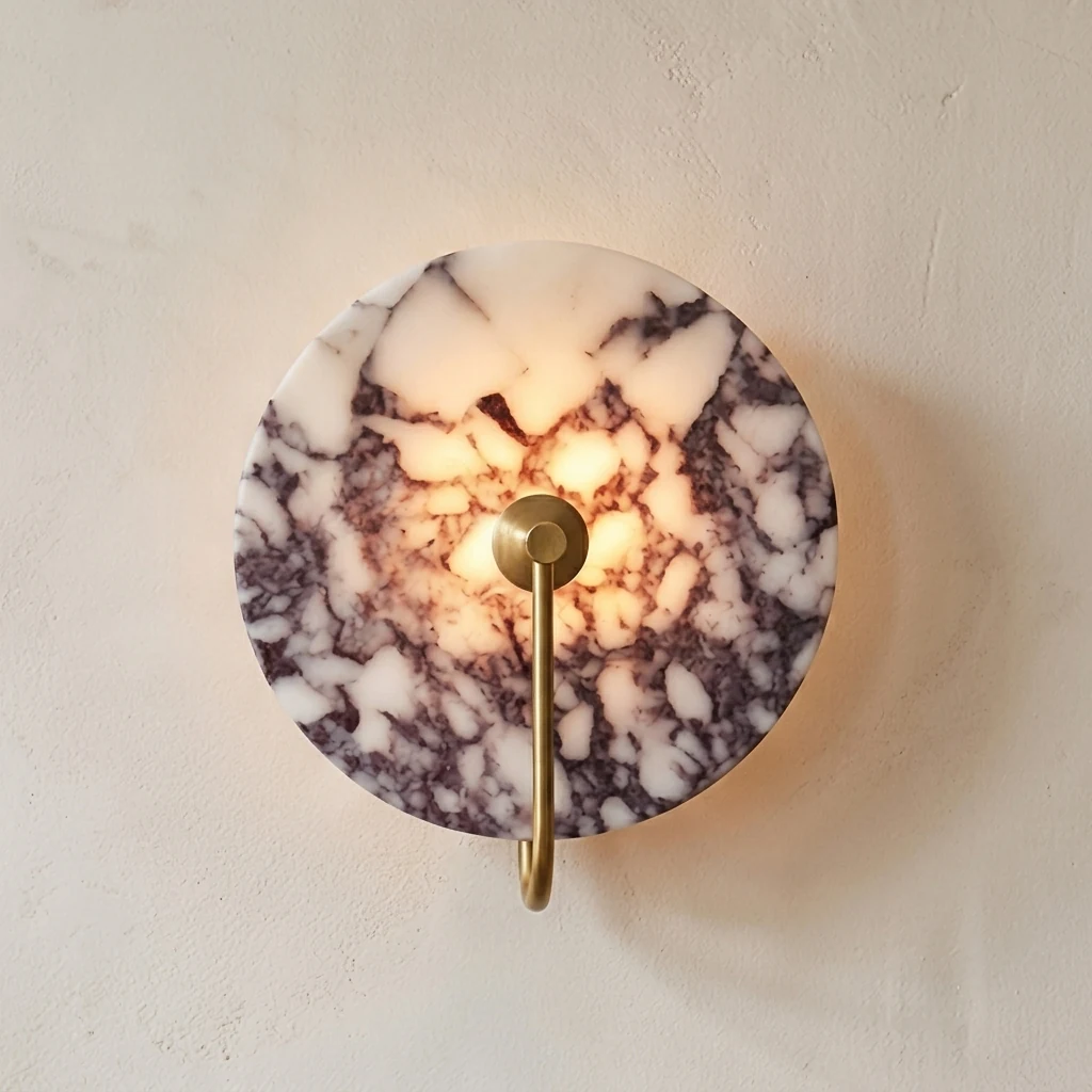 Contemporary Marble & Metal Hook Wall Light