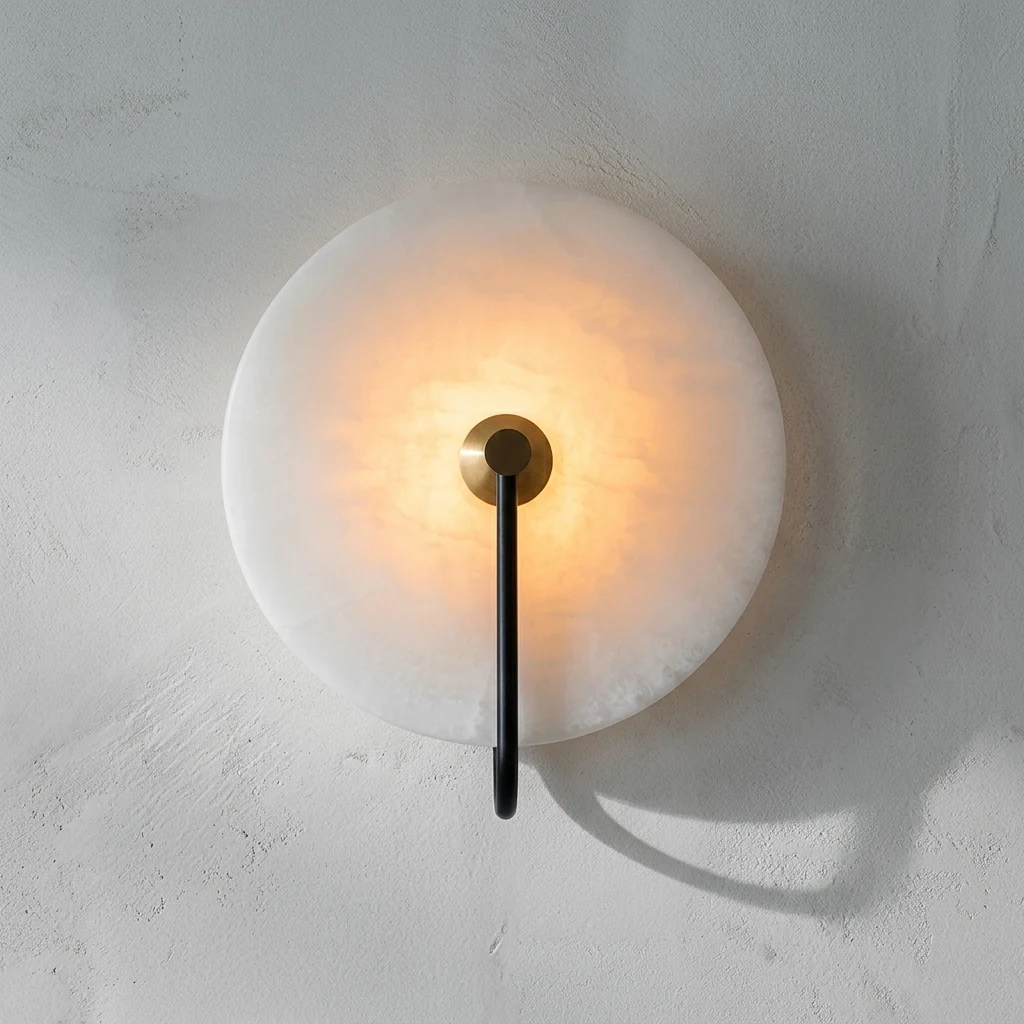 Contemporary Marble & Metal Hook Wall Light detail