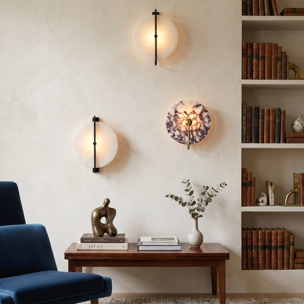 Contemporary Marble & Metal Hook Wall Light detail