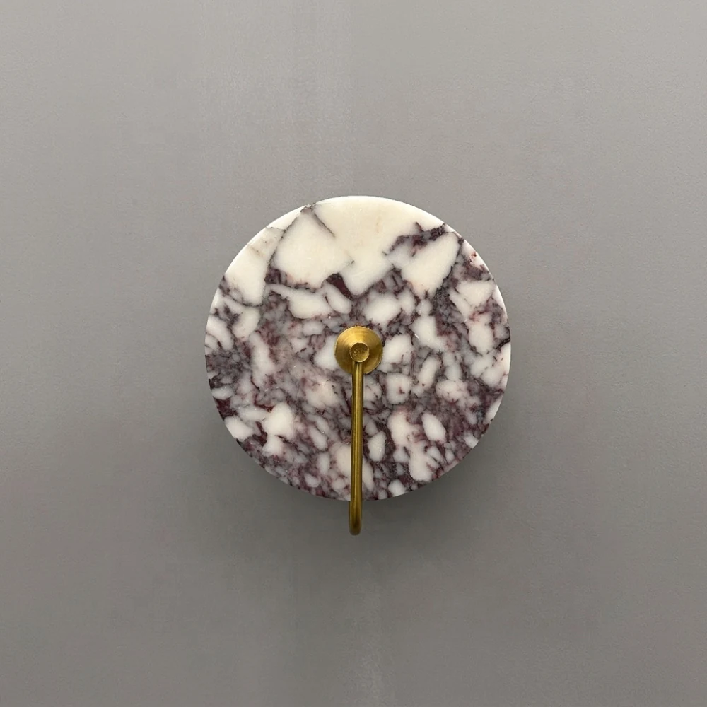Contemporary Marble & Metal Hook Wall Light detail