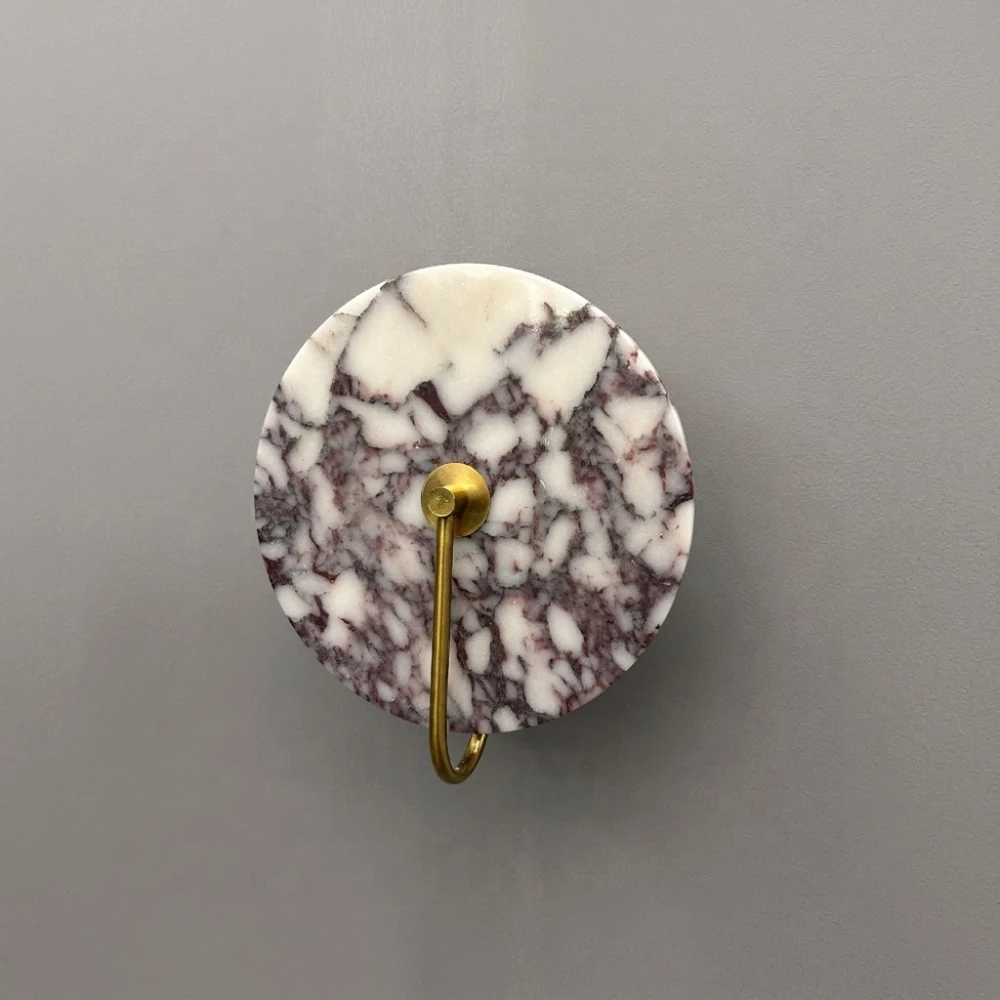 Contemporary Marble & Metal Hook Wall Light detail